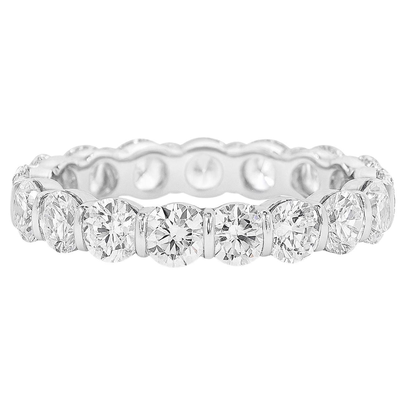 Round Cut Harry Winston Platinum Round Diamond Bar-Set Eternity Wedding Band Ring For Sale
