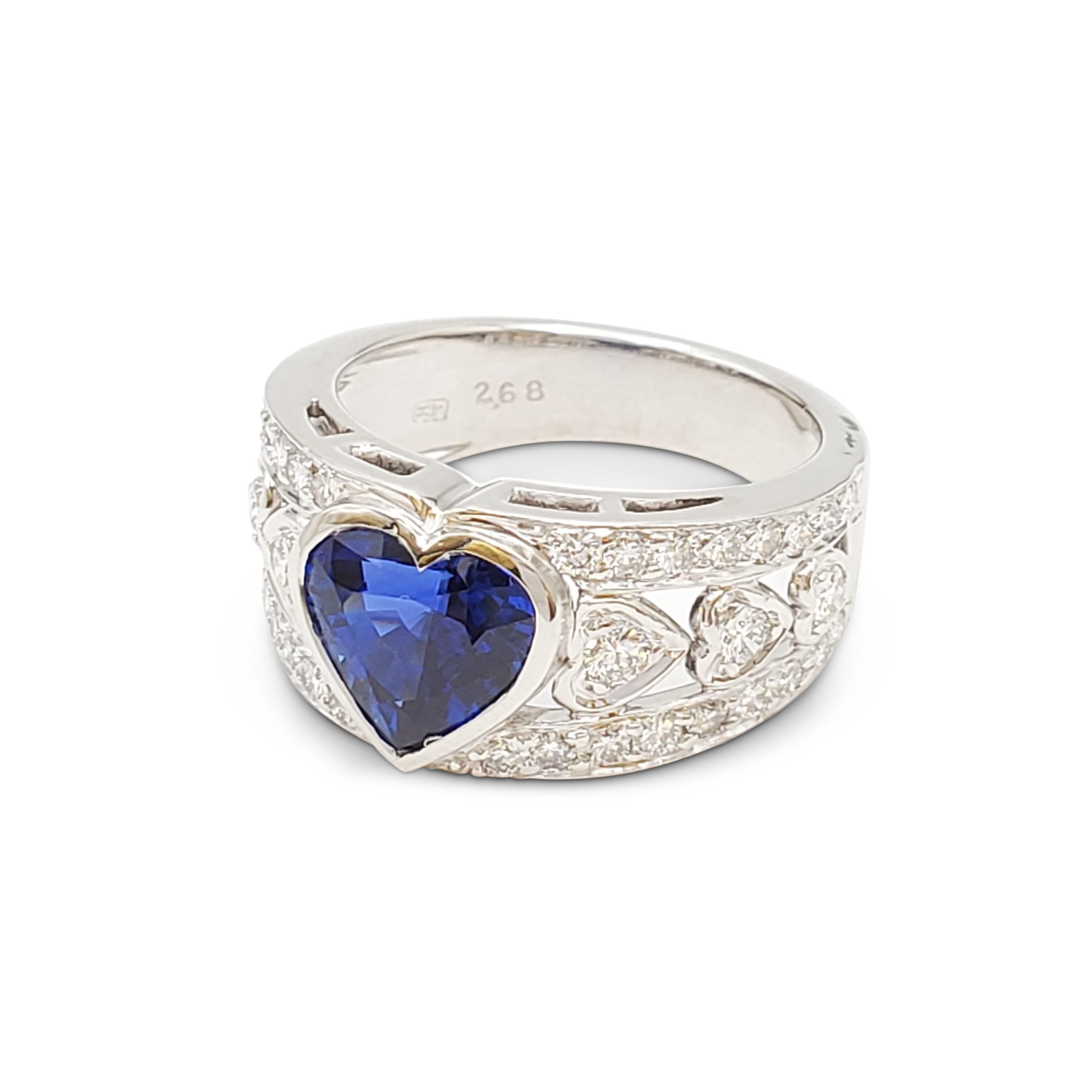 Heart Cut Harry Winston Platinum Sapphire and Diamond Ring