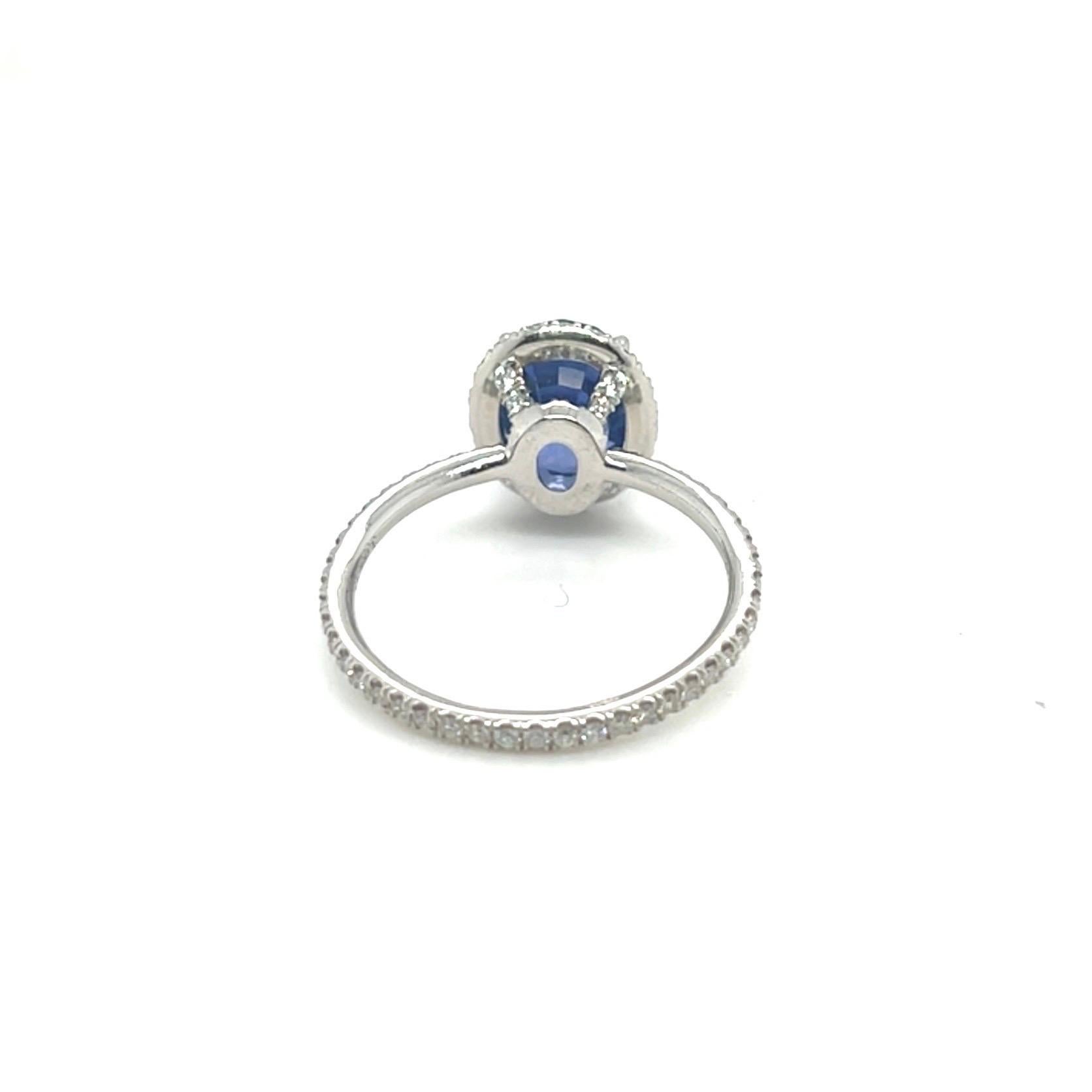 Oval Cut Harry Winston Platinum Sapphire and Diamond Ring For Sale