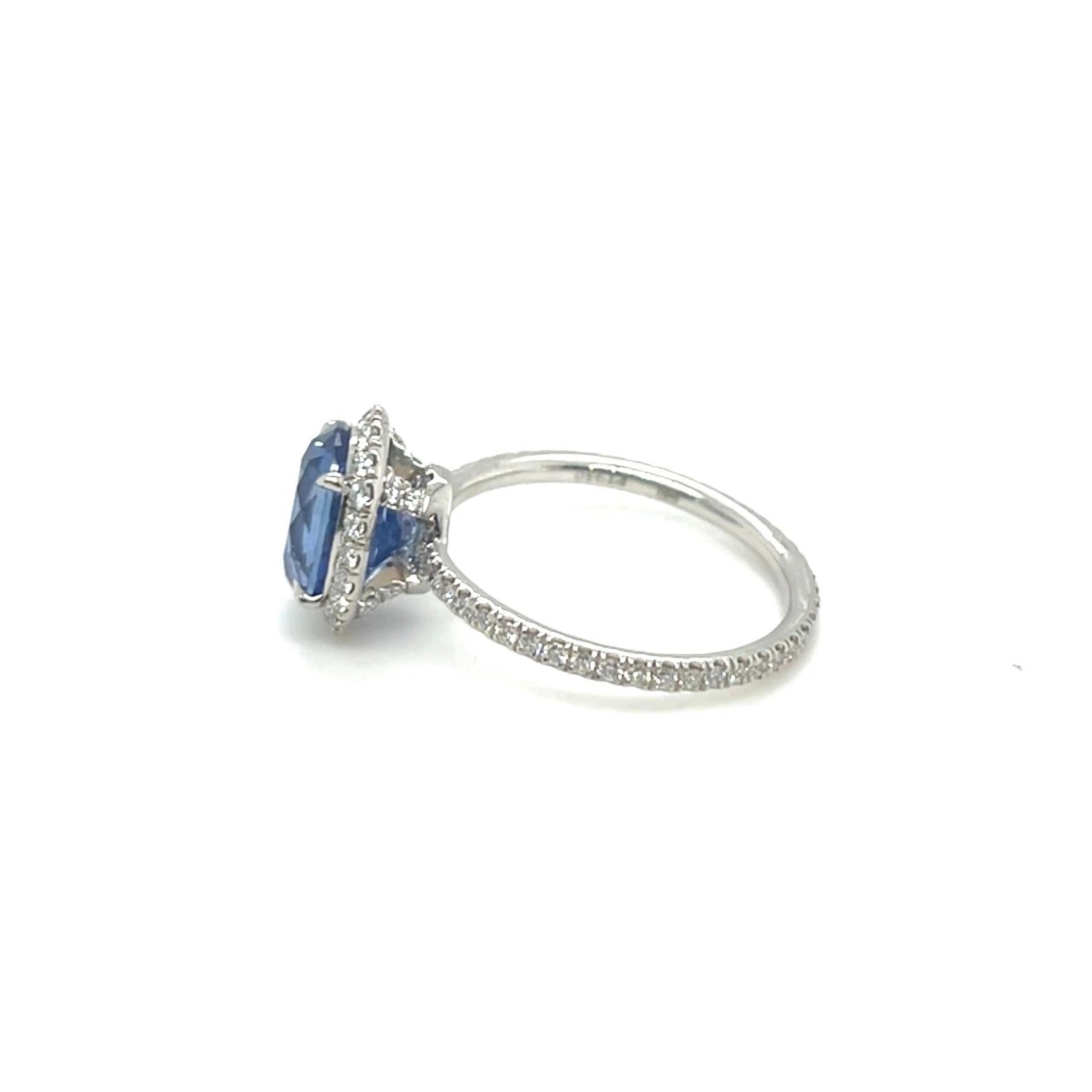 Harry Winston Platinum Sapphire and Diamond Ring For Sale 2