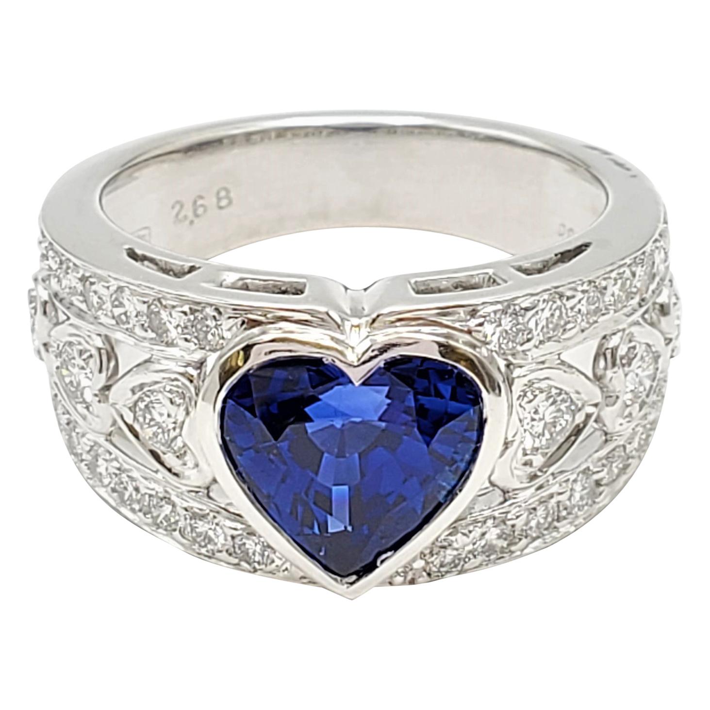 Harry Winston Platinum Sapphire and Diamond Ring
