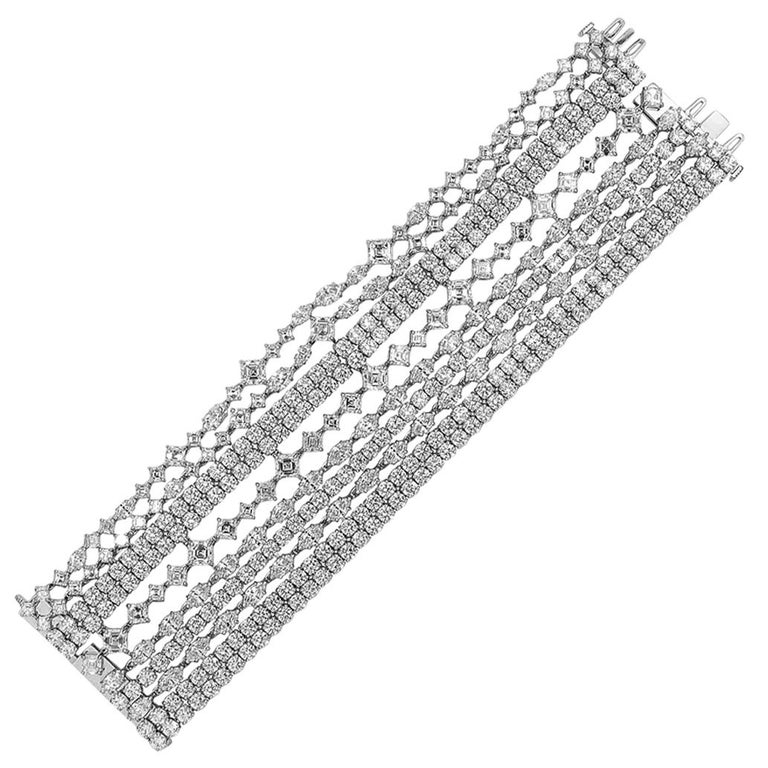Harry Winston Platinum Secret Ten-Row Diamond Bracelet For Sale at 1stdibs