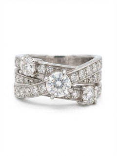 Harry Winston Platinum Three Row Round Brilliant Diamond Ring