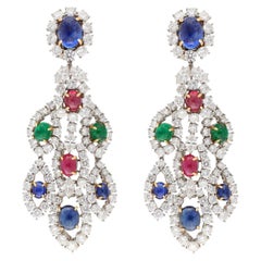 HARRY WINSTON Precious Gem and Diamond Ear Clips