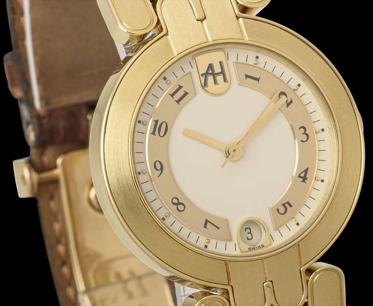 Harry Winston Premier Automatic Date Ladies 18 Karat Yellow Gold Silver Dial In Excellent Condition In London, GB