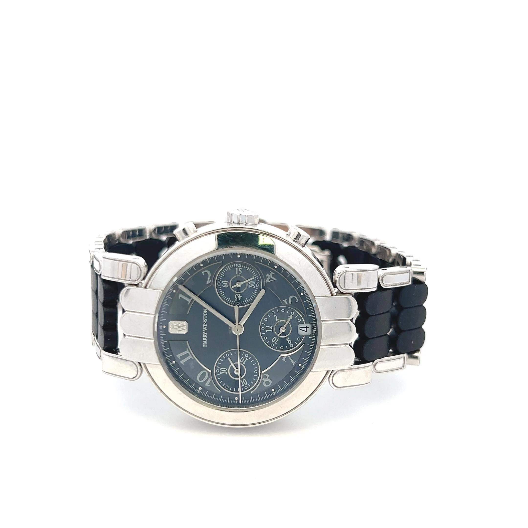 Harry Winston Premier Chronograph 18 Karat Weißgold Armbanduhr im Angebot 1