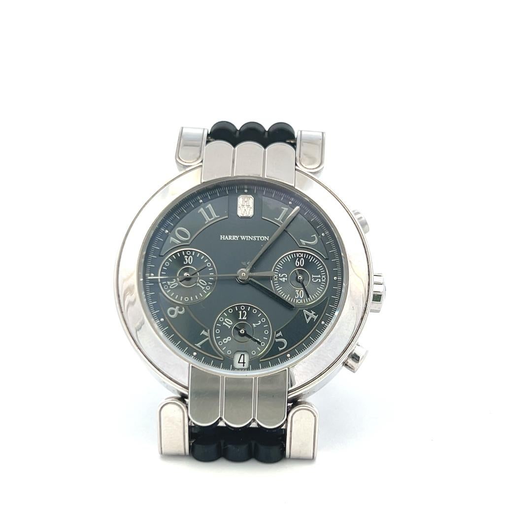 Harry Winston Premier Chronograph 18 Karat White Gold Wrist Watch in vendita 3