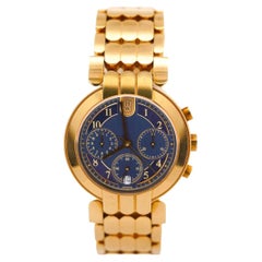 Harry Winston Premier Chronograph 18K Yellow Gold Navy Dial Mens Luxury Watch