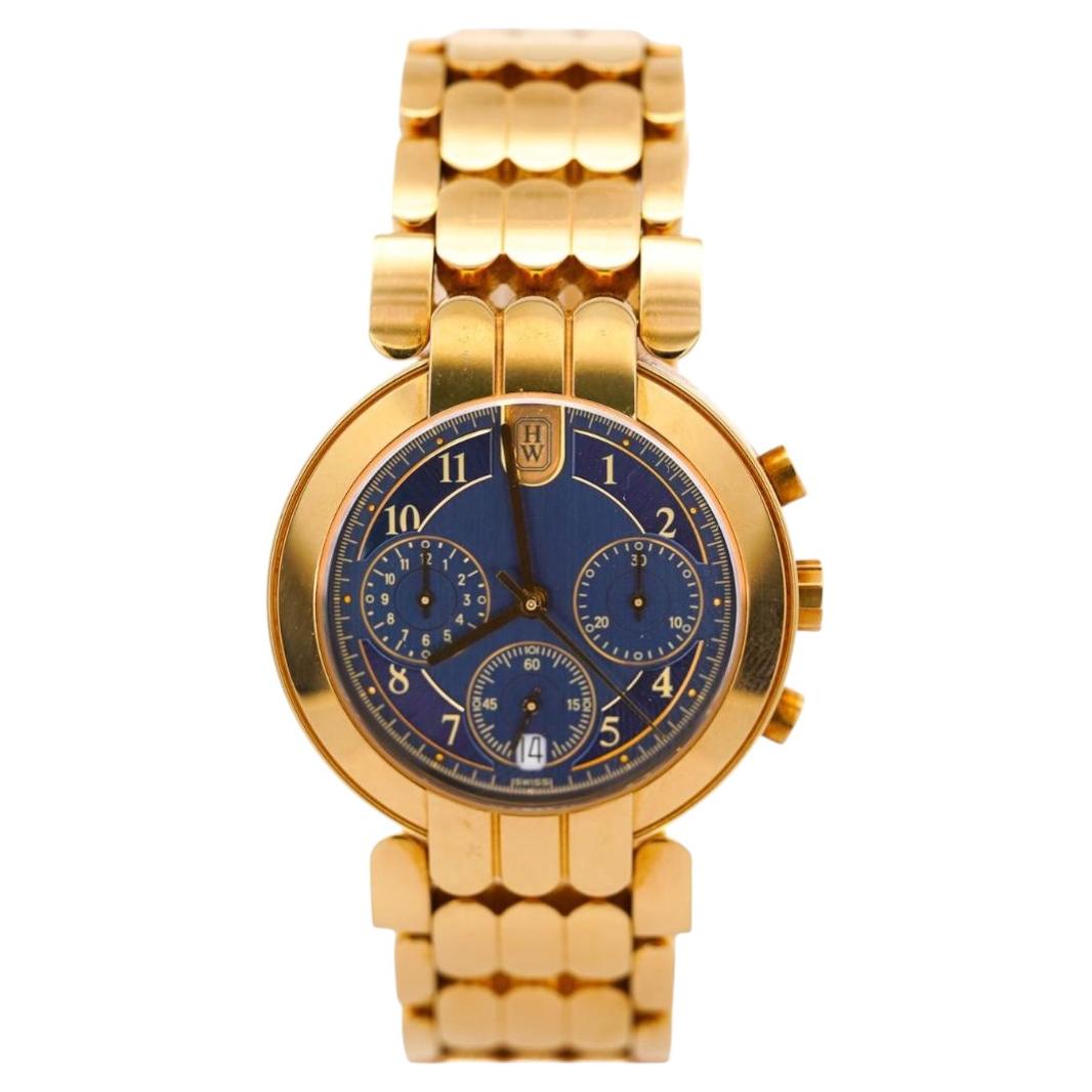 Harry Winston Premier Cronógrafo Oro Amarillo 18K Esfera Azul Marino Reloj de Lujo para Caballero