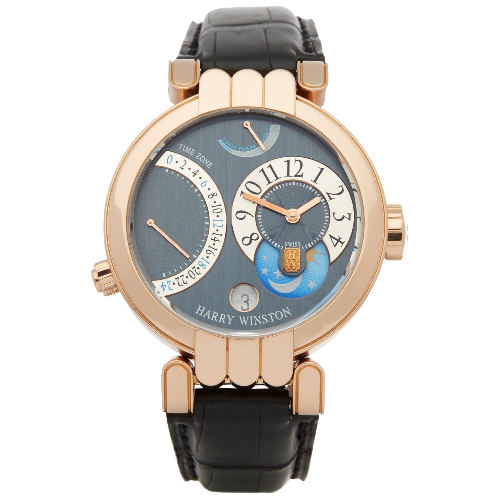Harry Winston Premier Excenter Time Zone 0 200-MMTZ39R Unisex Rose Gold 0 Watch