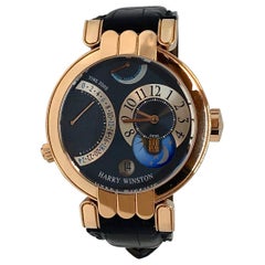 Harry Winston Premier Excenter Timezone 015619 Rose Gold Moonphase Watch