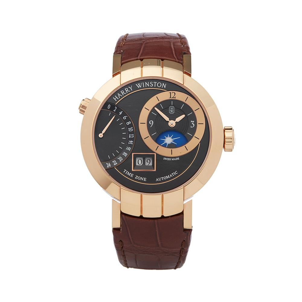Harry Winston Premier Excenter Timezone 18K Rose Gold PRNATZ41RR002 Wristwatch