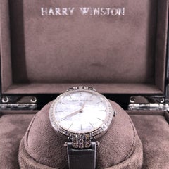 Harry Winston Premier Ladies Diamonds & 18k White Gold & Satin Strap