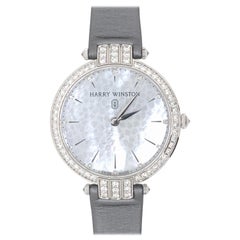 Harry Winston Premier Ladies Diamonds & 18k White Gold & Satin Strap