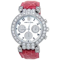 Harry Winston Premiere 18k White Gold Dimond Bezel Quartz Ladies Watch 200UCQ32W