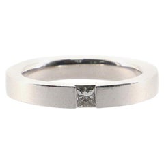 Harry Winston Princess Cut Single Diamond Wedding Band Ring Platium and D