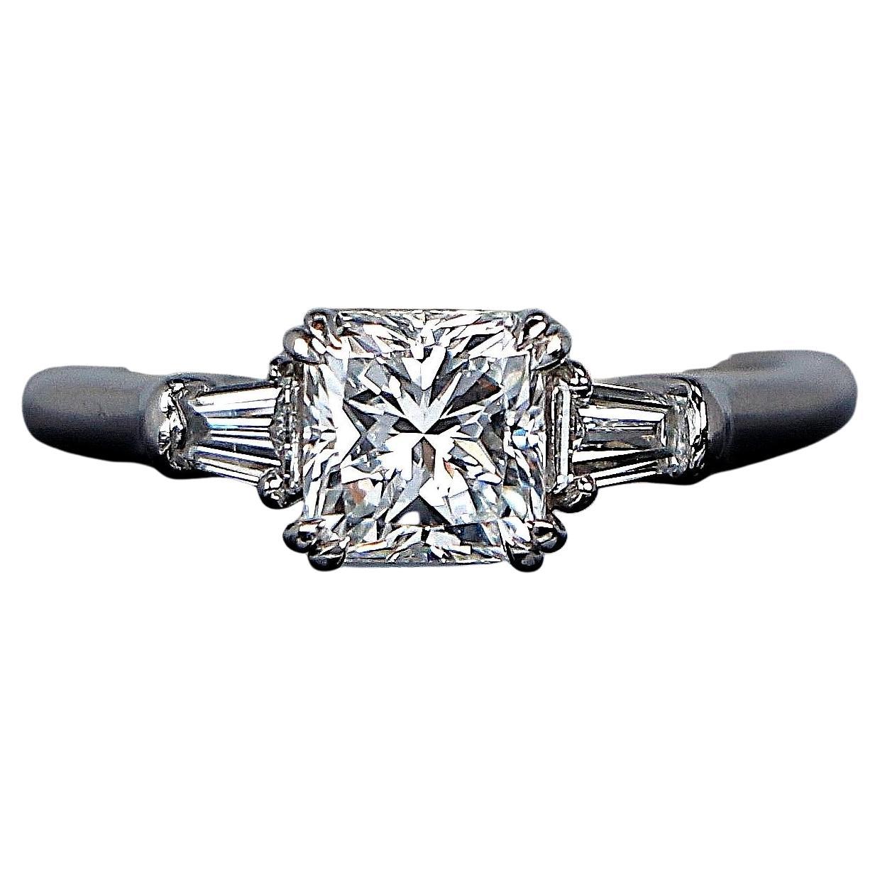 Harry Winston Radiant Cut Diamond Engagement Ring For Sale
