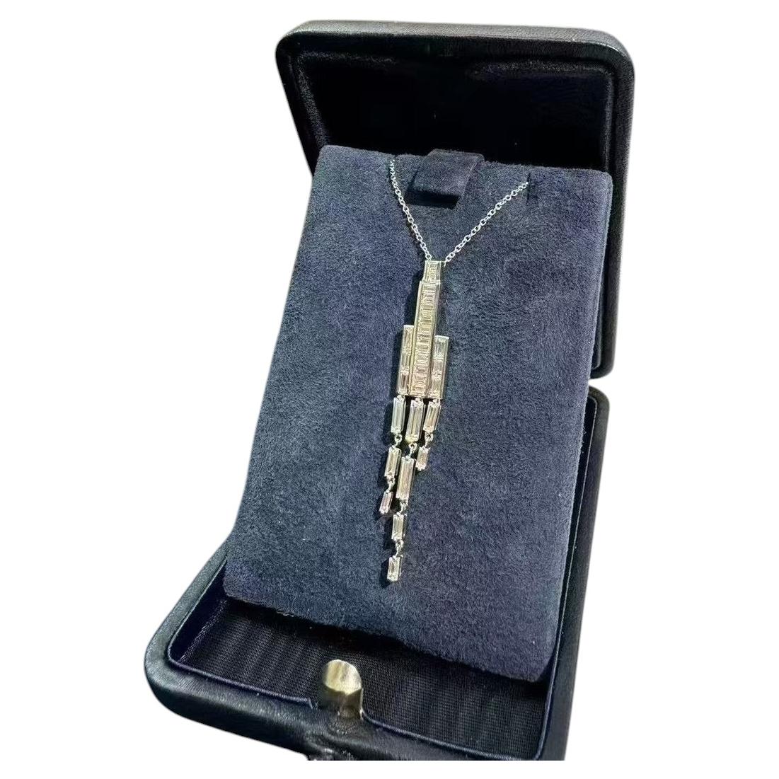 Harry Winston Reflection Pendant Diamonds Necklace 1.46ct 18K White Gold For Sale