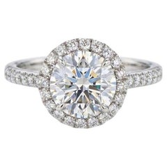 Harry Winston Round Diamond Halo Engagement Ring