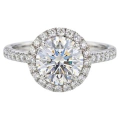 Harry Winston Round Diamond Halo Engagement Ring