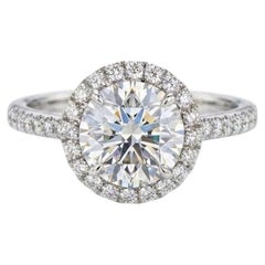 Harry Winston Round Diamond Halo Engagement Ring