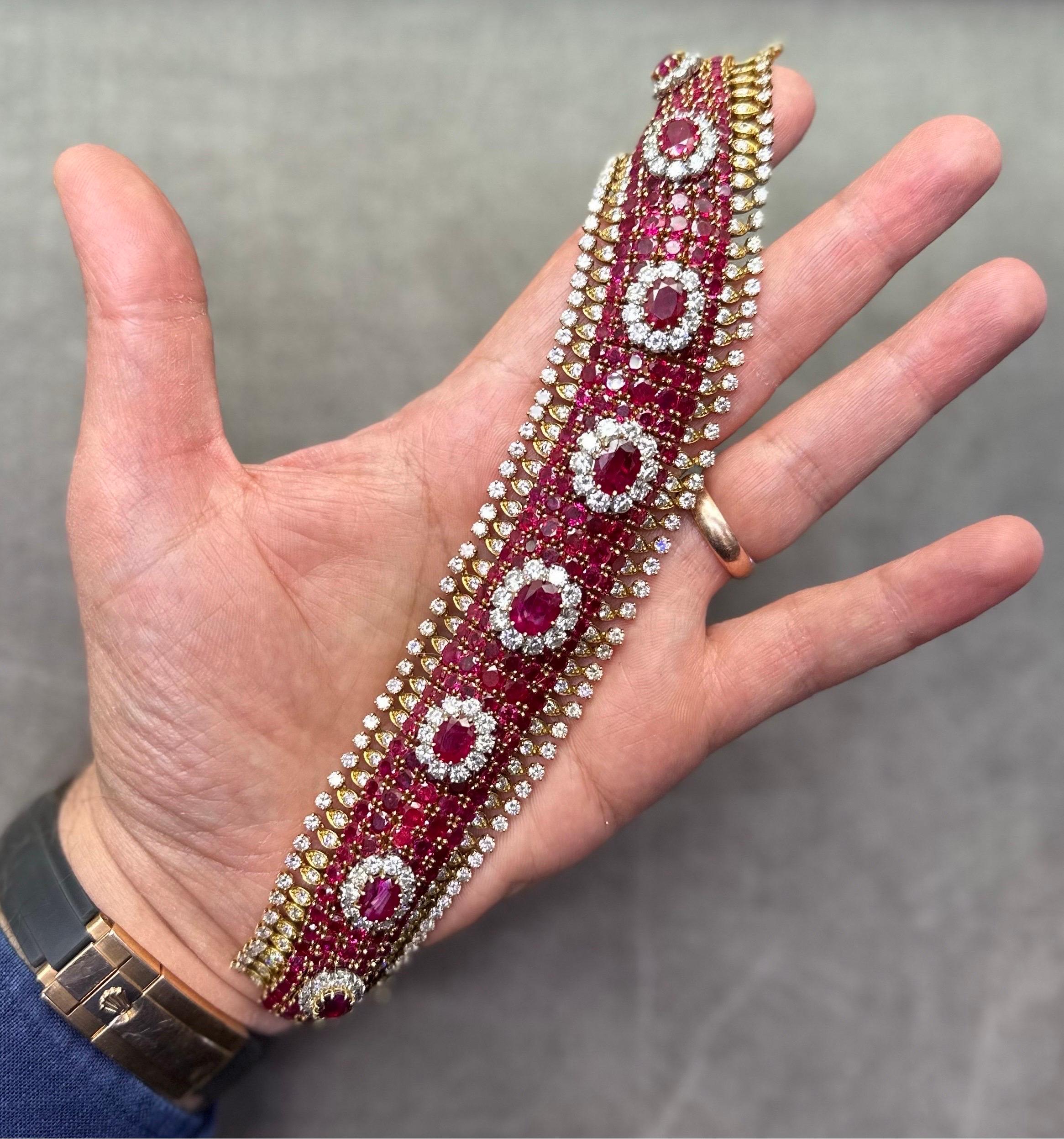 Mixed Cut Harry Winston Ruby and Diamond Bracelet