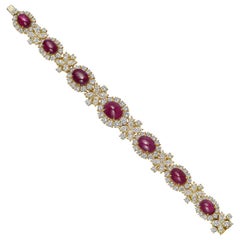 Vintage Harry Winston Ruby and Diamond Cluster Bracelet