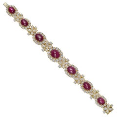 Vintage Harry Winston Ruby and Diamond Cluster Bracelet