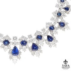HARRY WINSTON Sapphire and Diamond Bib Necklace and Ear Clips