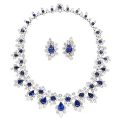 HARRY WINSTON Latzhalskette mit Saphir und Diamant und Ohrclips