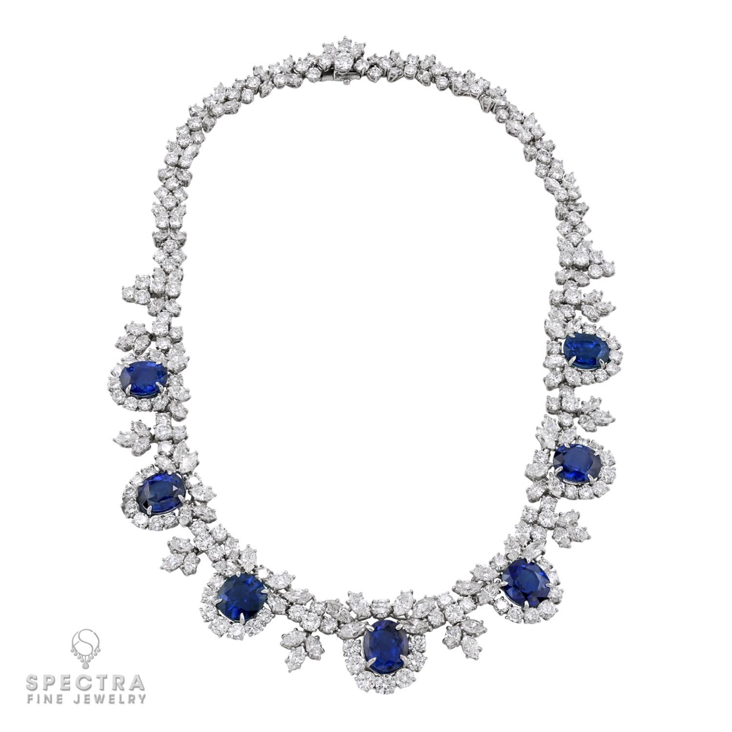Harry Winston Saphir-Diamanten-Halskette, ca. 1987 (Ovalschliff) im Angebot