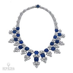 Harry Winston Jacques Timey Burmese Sapphire Diamond Necklace, 1980s