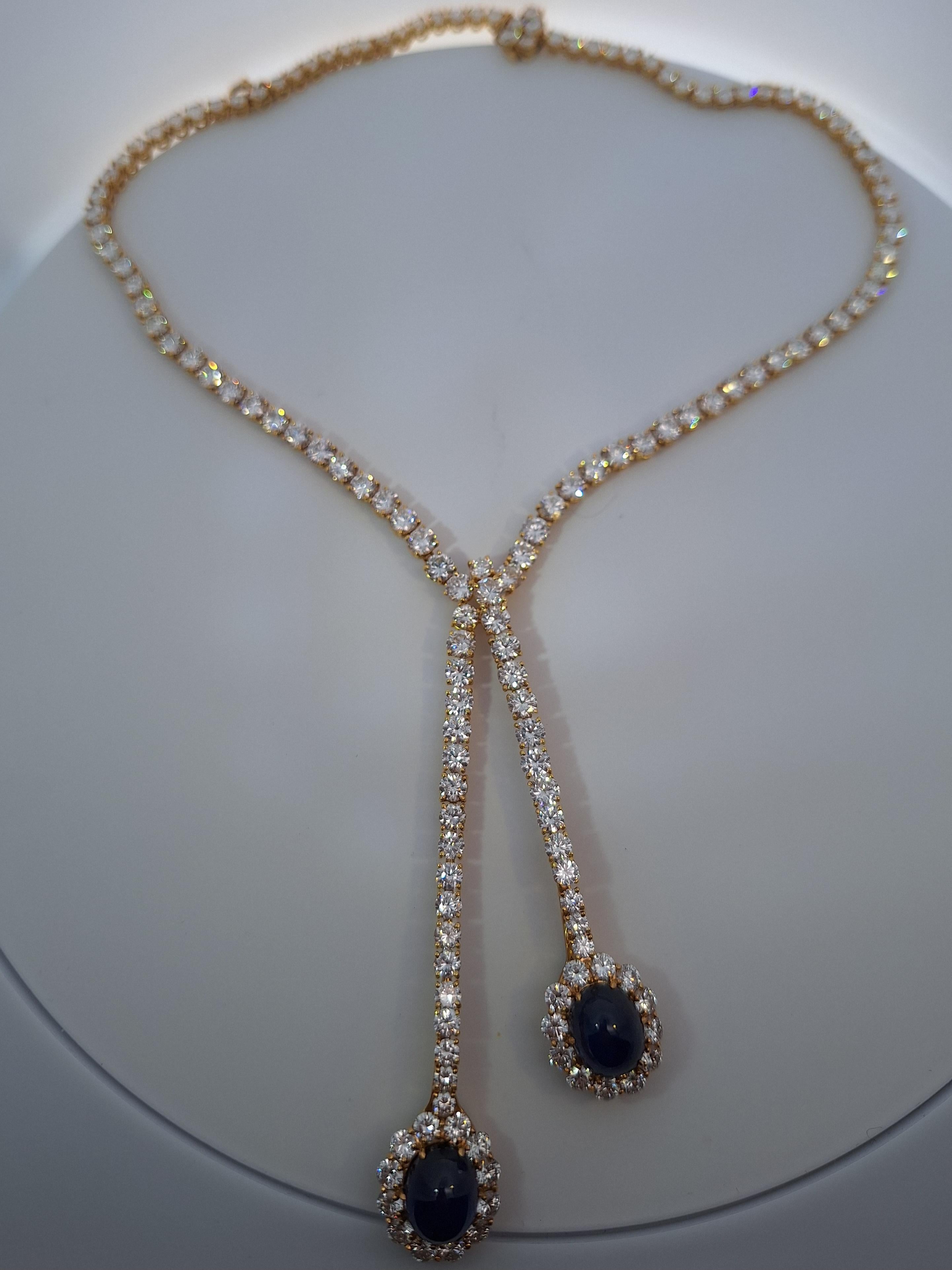Harry Winston Sapphire & Diamond Necklace In Excellent Condition For Sale In New York, NY
