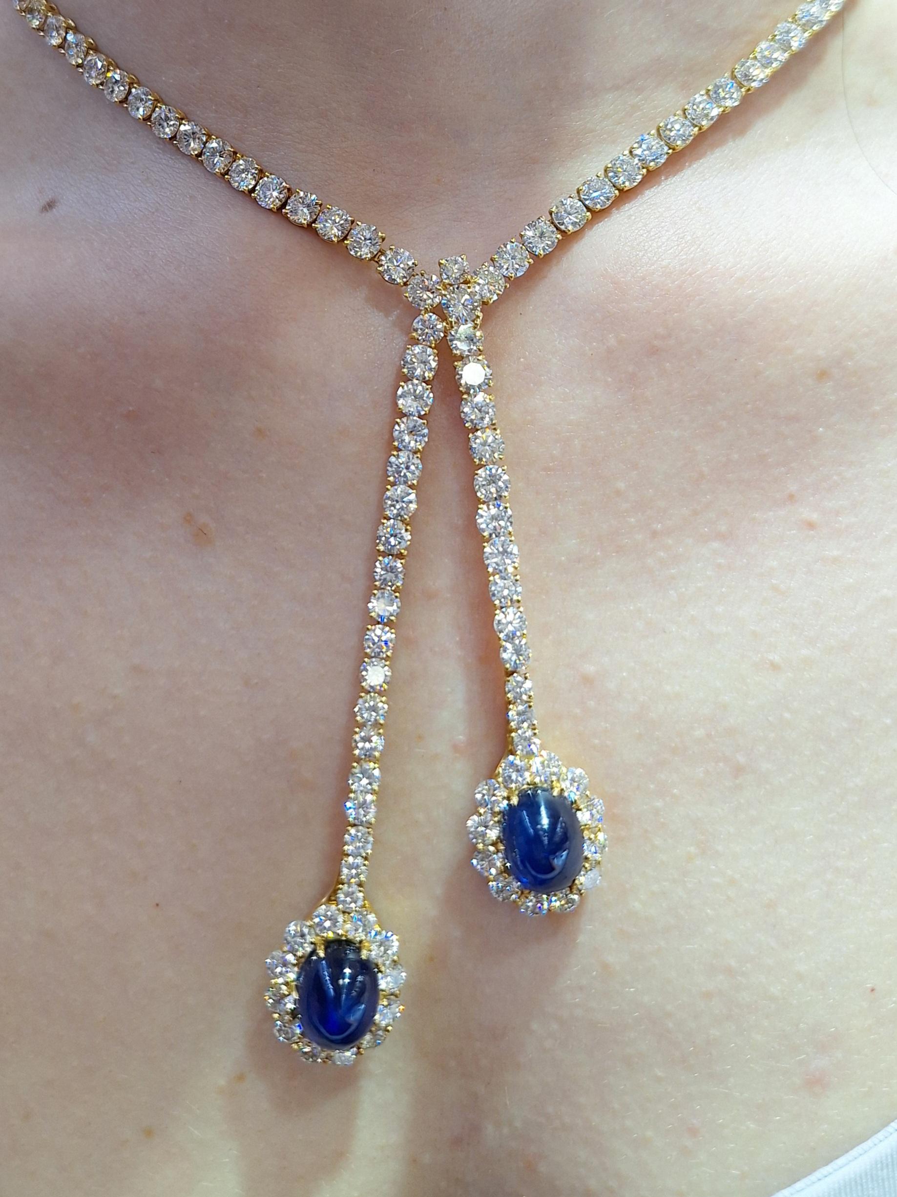 Women's or Men's Harry Winston Sapphire & Diamond Necklace For Sale
