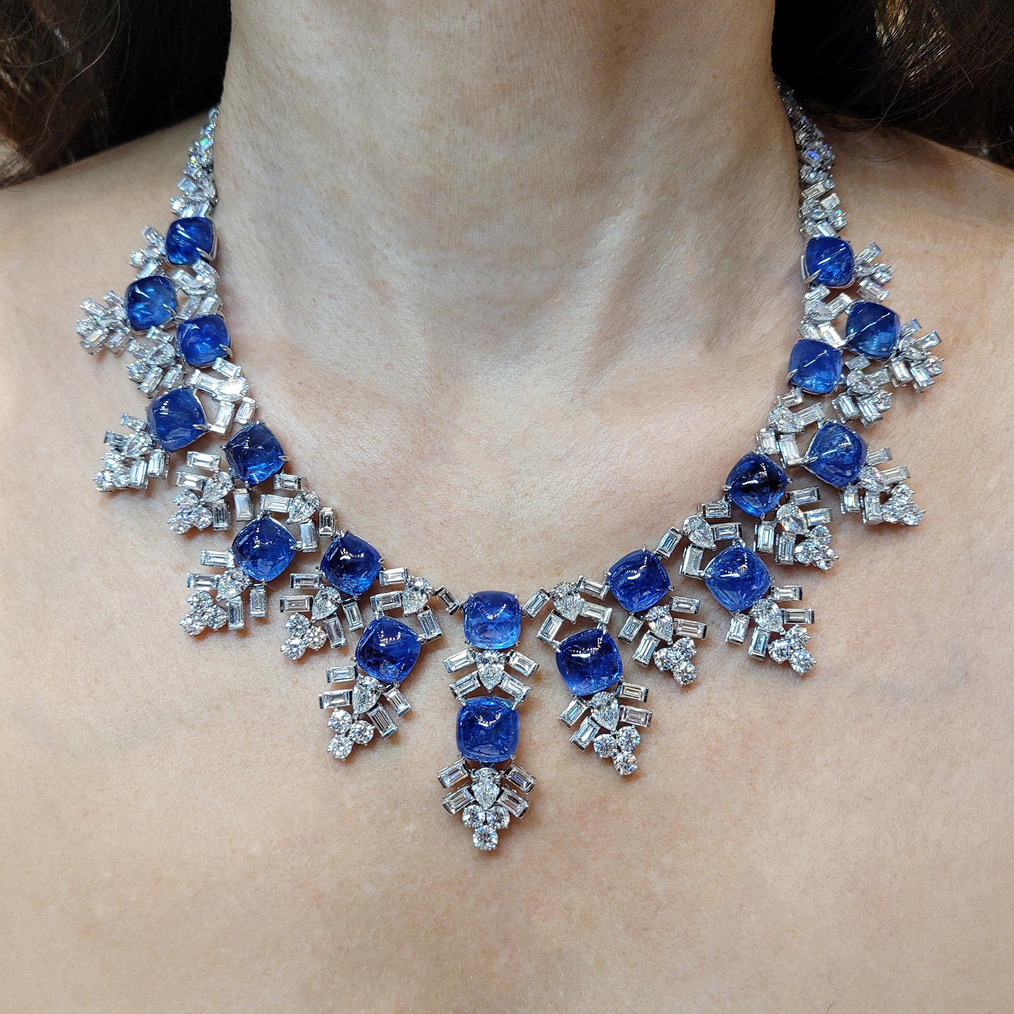 Contemporain Harry Winston Jacques Timey, collier de saphirs de Birmanie et diamants, années 1980 en vente