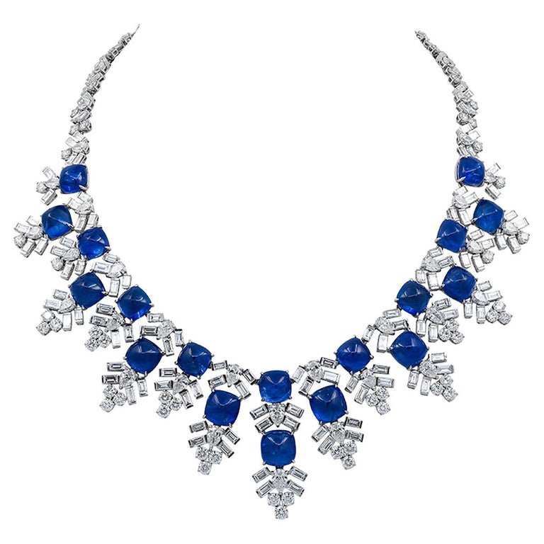 Harry Winston Sapphire Diamond Necklace For Sale at 1stDibs