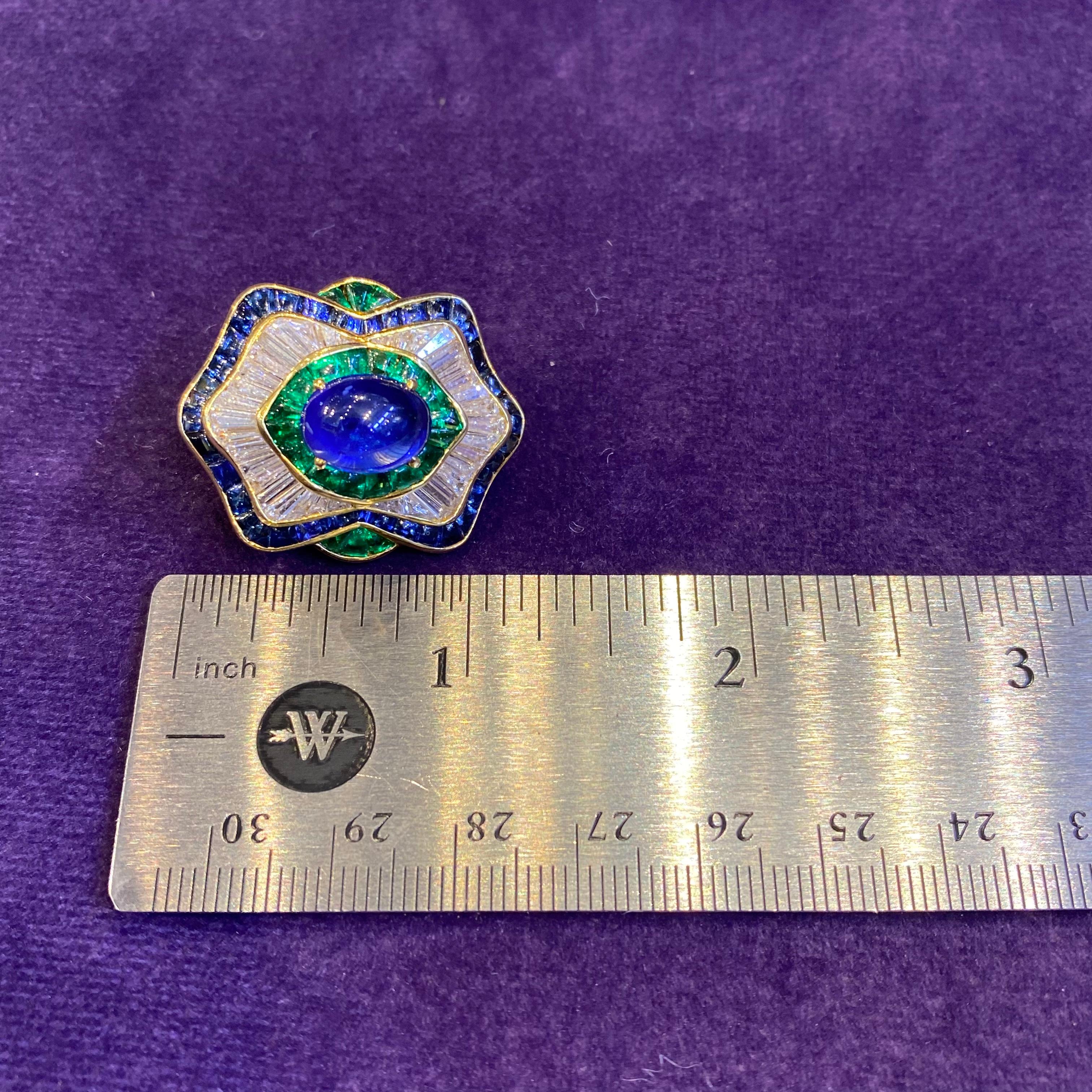 Harry Winston Saphir-Smaragd- und Diamant-Ohrringe 4