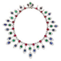 HARRY WINSTON Sapphire, Ruby, Emerald & Diamond Necklace