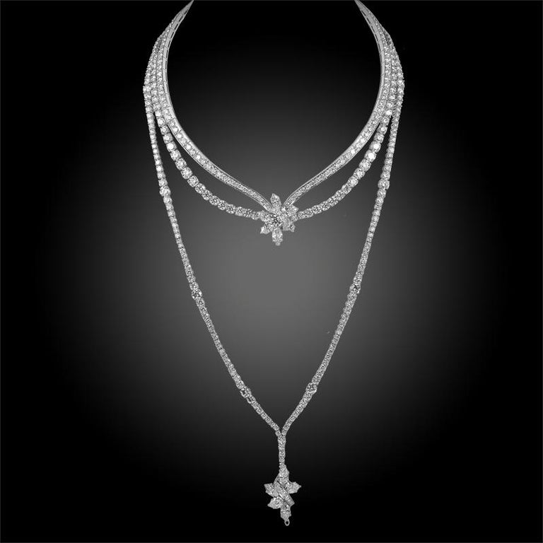 Harry Winston Secret Cluster Diamond Necklace For Sale at 1stdibs