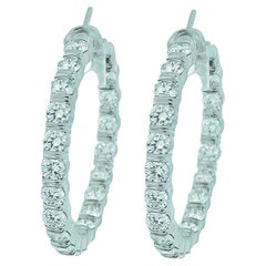 Harry Winston Signed Diamond Platinum Hoops