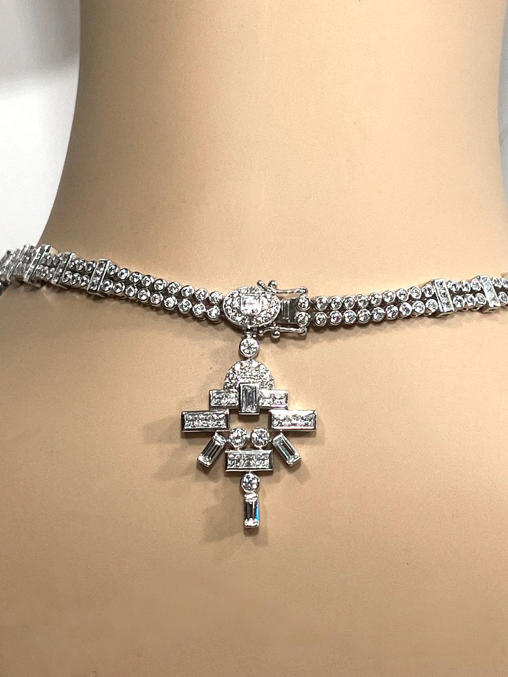 Harry Winston Smithsonian Spanish Inquisition Necklace Costume Jewelry Replica. Made for an exhibition of Famous Art Deco Jewels, our replica is one of a kind and is of museum-quality. The Maharaja of Indore Necklace, a diamond and emerald-studded