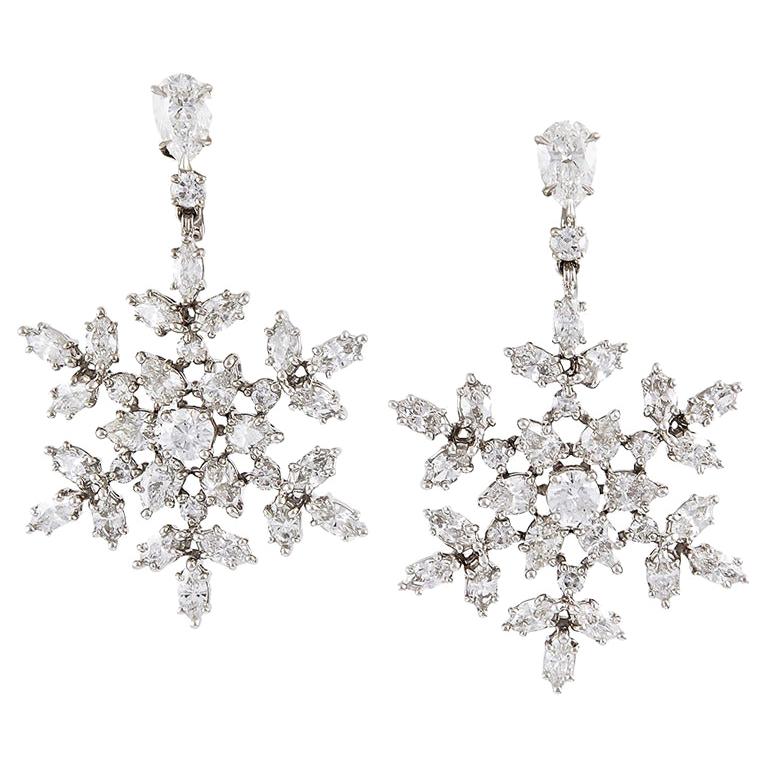 Harry Winston Vintage Collection Diamond Snowflake Drop Earrings