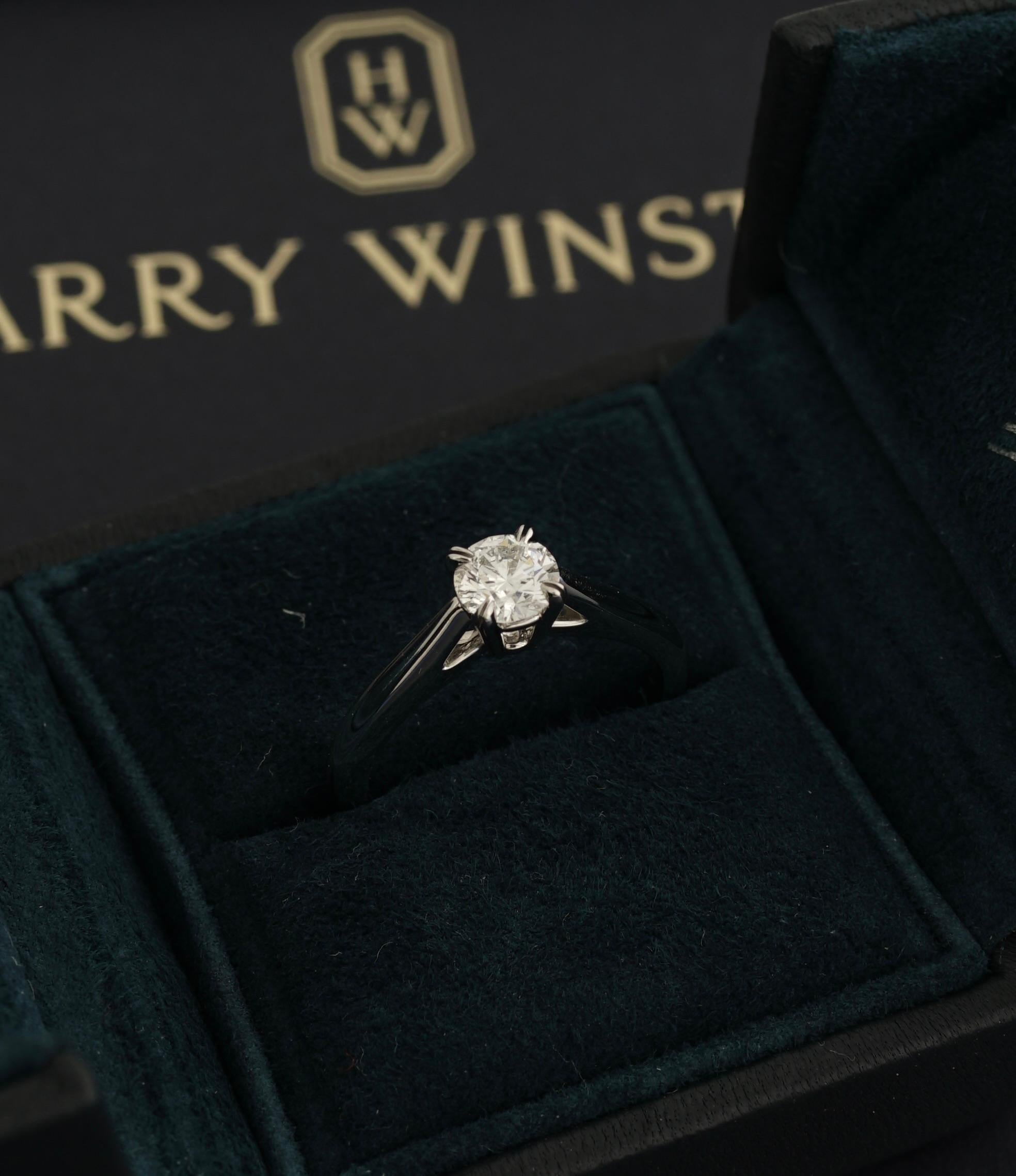 Harry Winston, Bague de fiançailles solitaire en diamant GIA 0,50 carat F/VS1 Pour femmes en vente