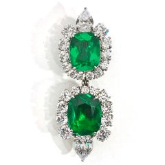 Harry Winston Style Diamond Cut CZ Emerald Costume Jewelry Earrings