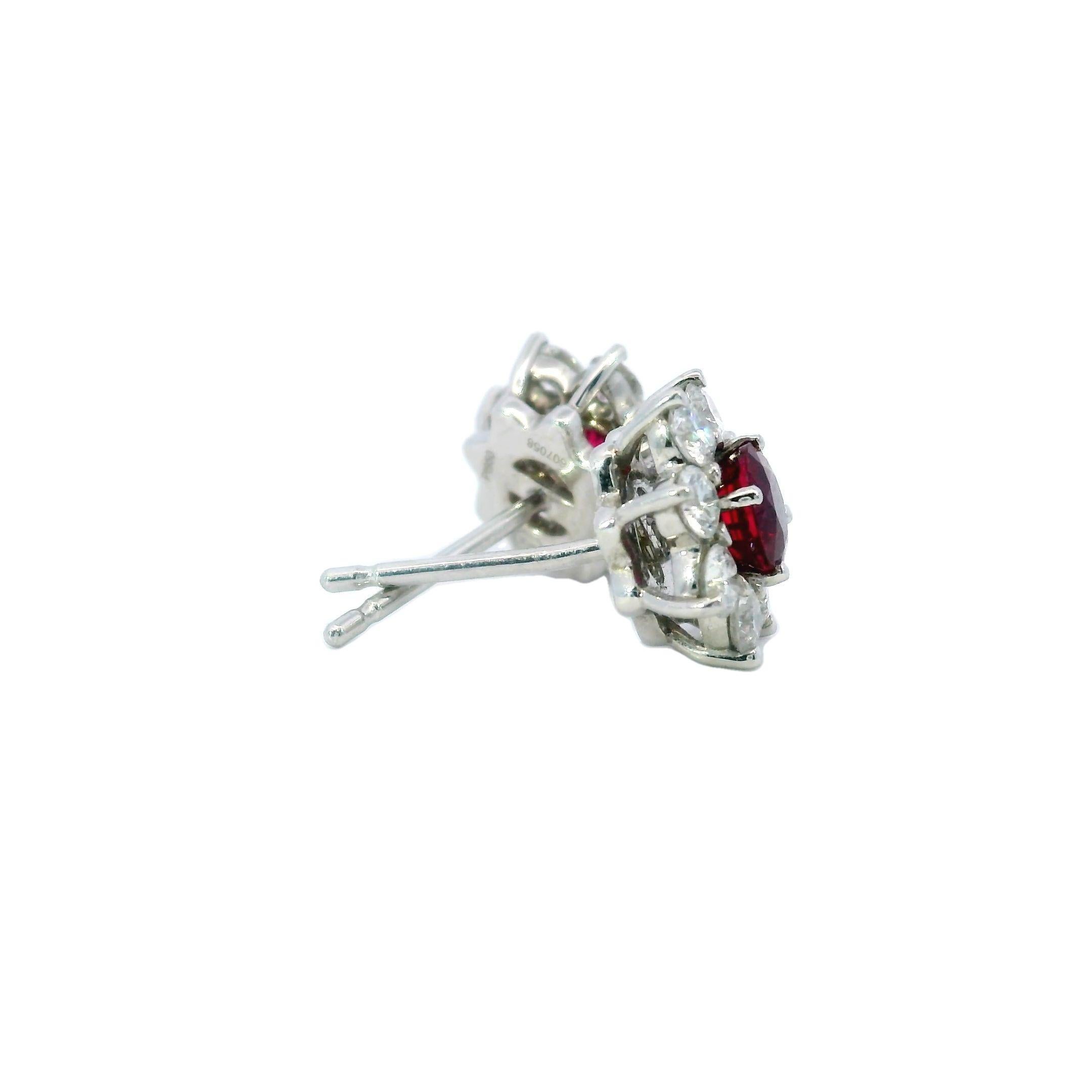 Harry Winston Sunflower Petite Ruby and Diamond Platinum Earrings 1