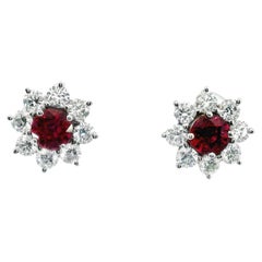 Harry Winston Sunflower Petite Ruby and Diamond Platinum Earrings