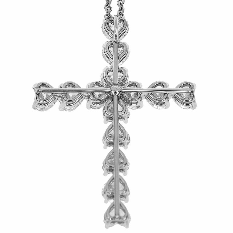 HARRY WINSTON Symbols By HW Heart Shaped Diamond Platinum Cross 