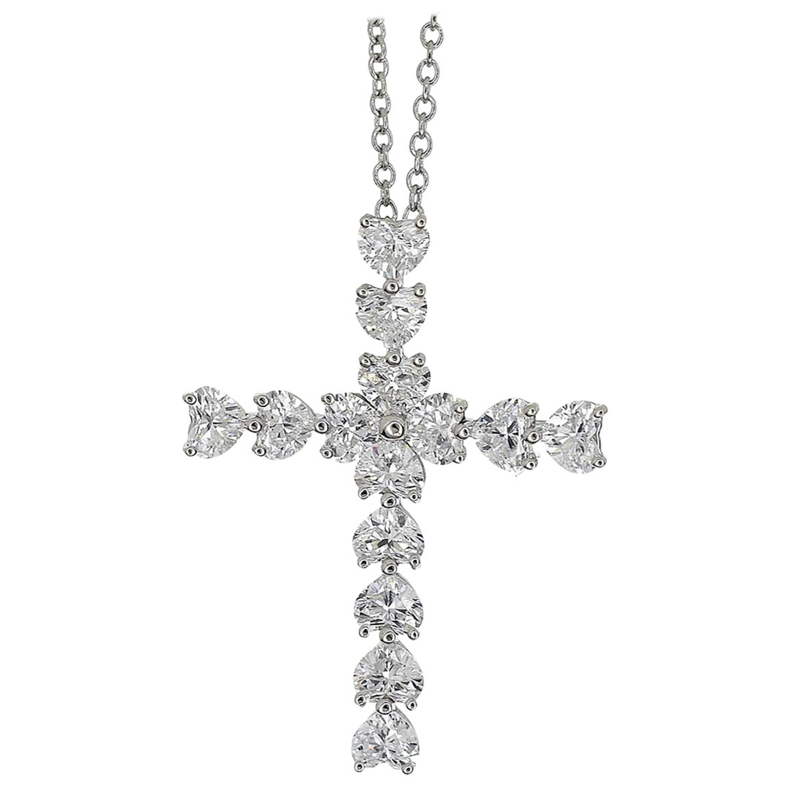 HARRY WINSTON Symbole von HW Herzförmiger Diamant-Platin-Halskette mit Kreuzanhänger