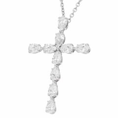 HARRY WINSTON Symbols Pear Shaped Diamond 1.90ct Cross Platinum Pendant Necklace