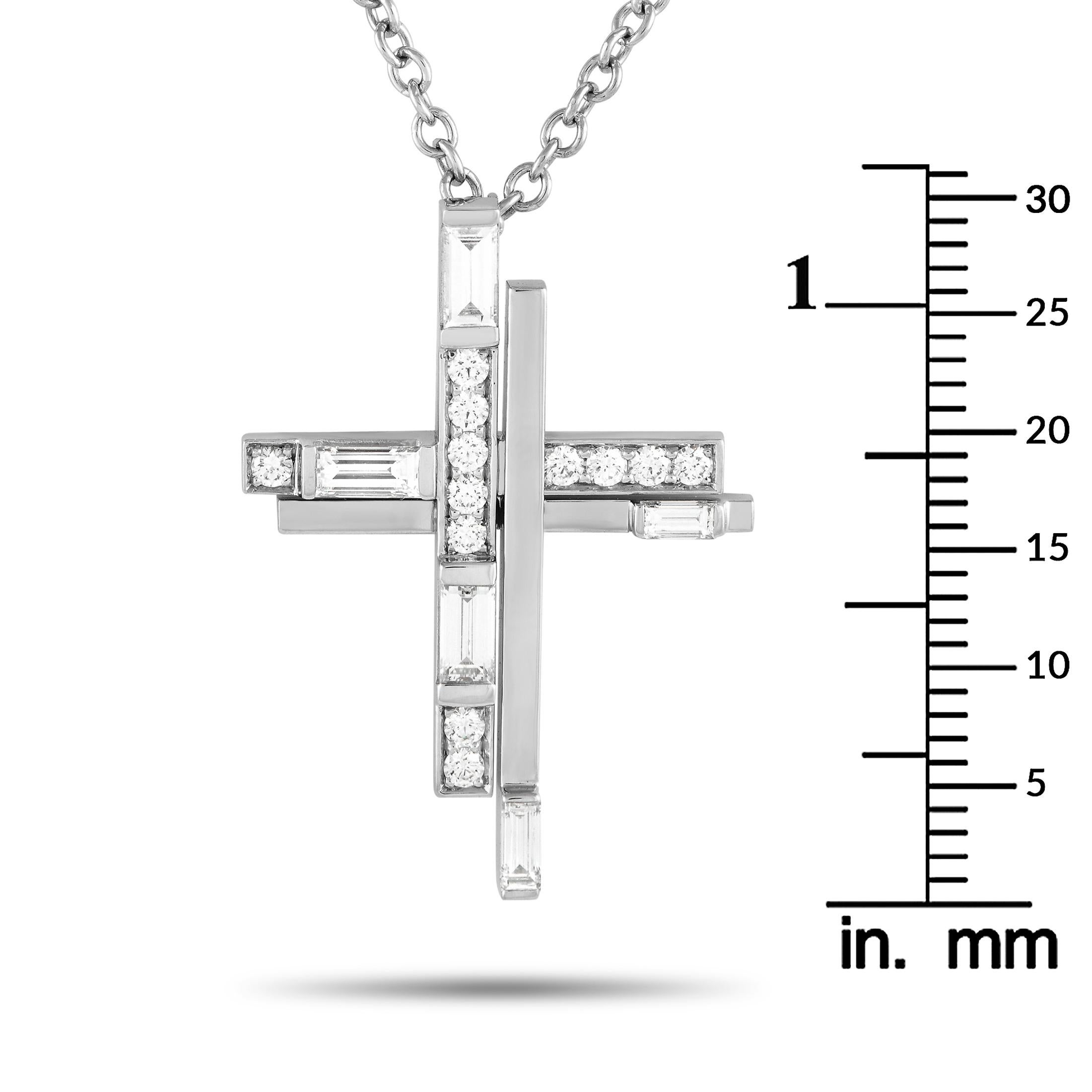 Harry Winston Symbols Collier croix en platine avec diamants 0,72 carat HW21-112624 Excellent état - En vente à Southampton, PA